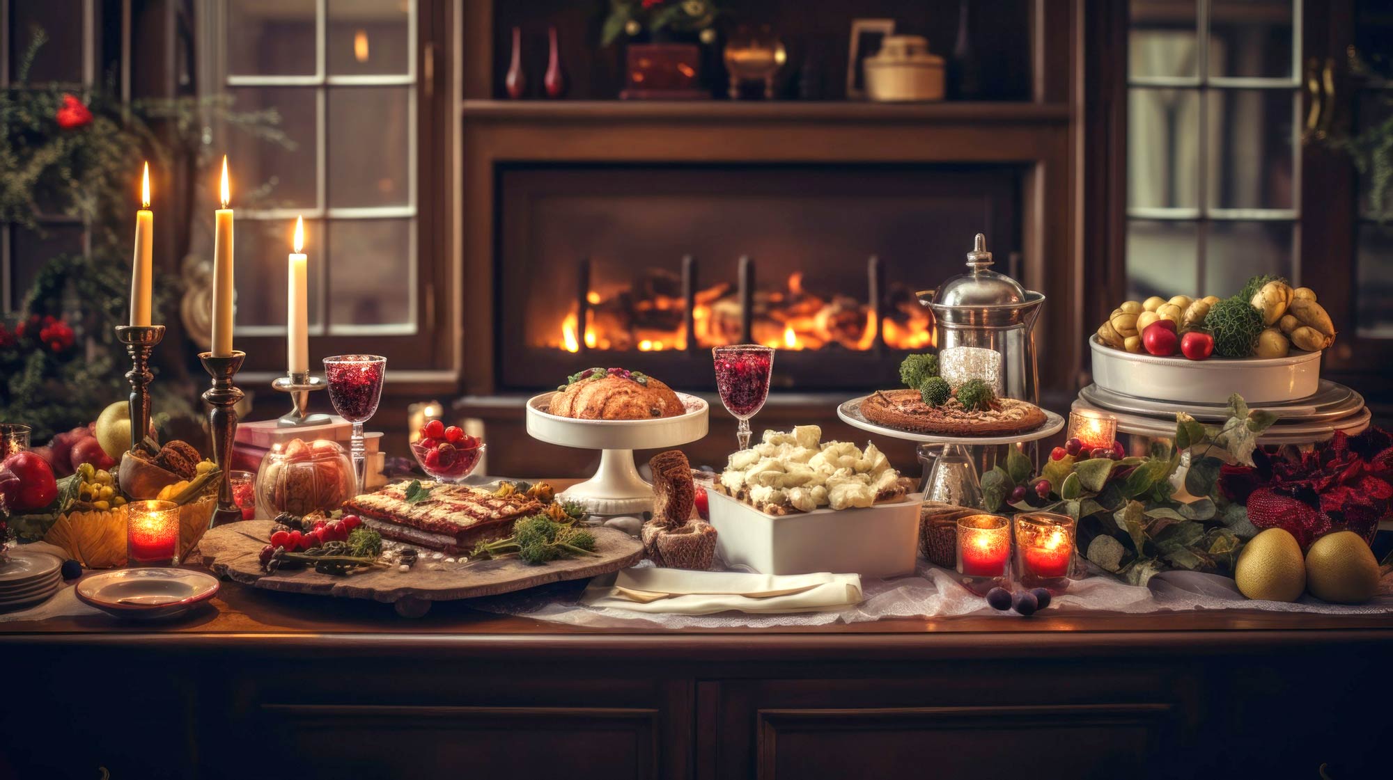 Ett uppdukar julbord